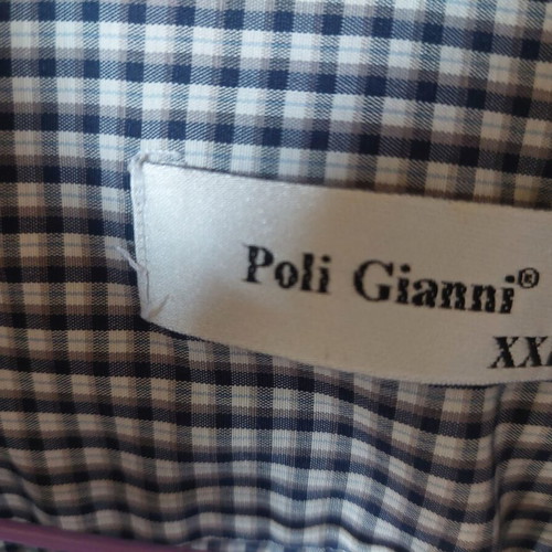 Poli Gianni XXL men's checked short-sleeve shirt navy white like new