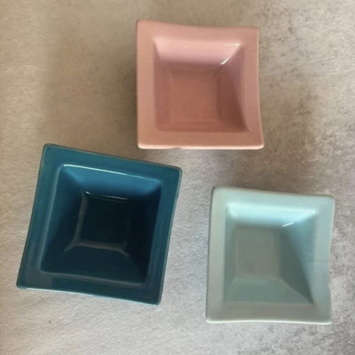 Set of 6 small square bowls used, colorful