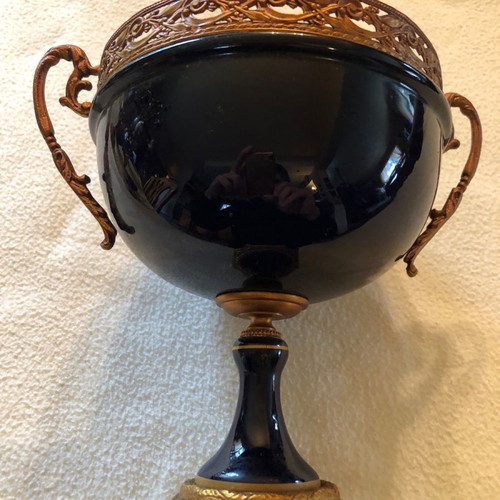 Sevres vintage bowl used, 20th century blue cobalt porcelain