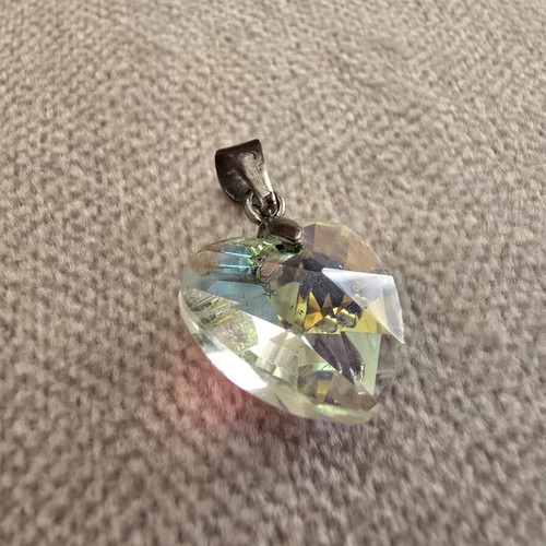 Crystal heart pendant with Aurora Borealis effect