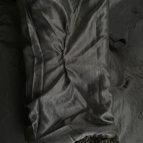 Vintage mid-length faux fur coat used, black and brown
