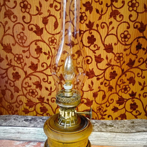 Rustic old lamp with Edison filament bulb used