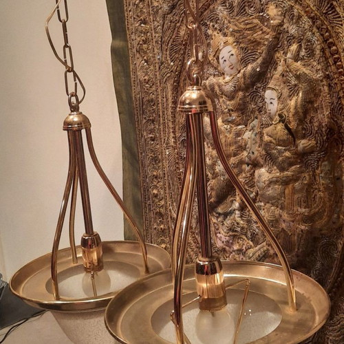 Pendant single-light lamps used, pair