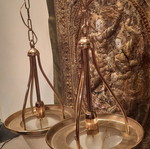Pendant single-light lamps used, pair