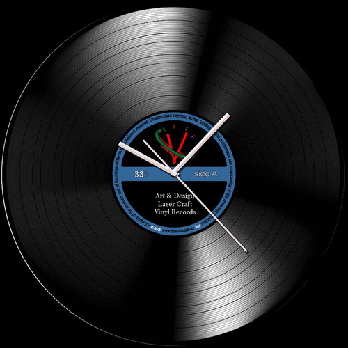 Time-machine vinyl record clock new, wall-mounted, analog