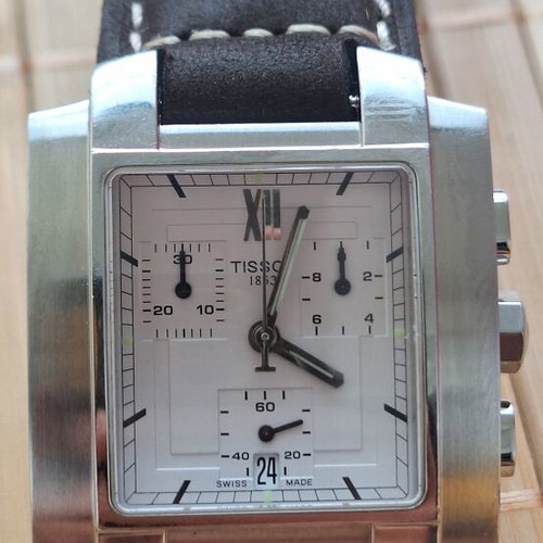 Tissot TXL Quadrato Chronograph Tank watch used, sapphire crystal, stainless steel