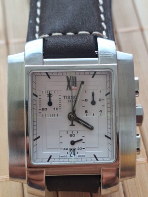 Tissot TXL Quadrato Chronograph Tank watch used, sapphire crystal, stainless steel