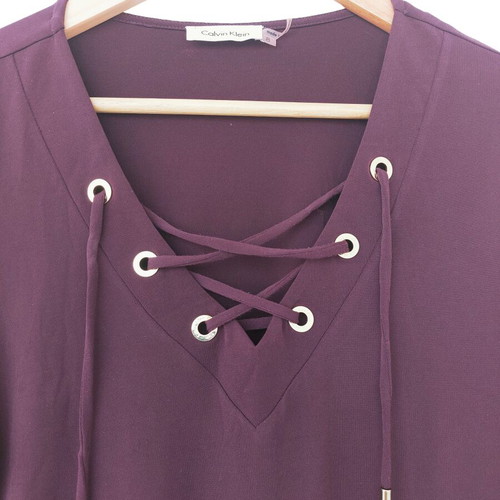 Calvin Klein Jersey Dress plum with gold details size M-L like new