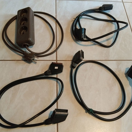 Scart cables and power strip set used, 4 pieces