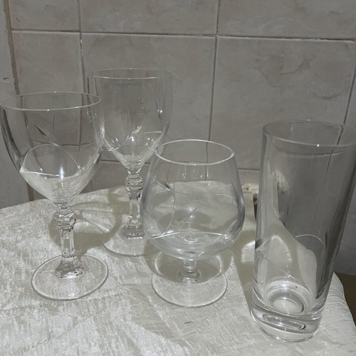 Crystal glasses new, set of 24 with delicate design