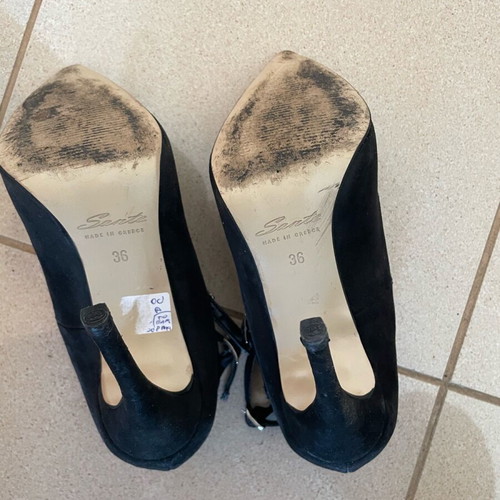 Γυναικείες γόβες Sante 36 μαύρες suede ψηλές σαν καινούργιο