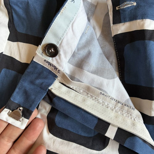 Max Mara Striking Cotton Blend Trousers with Geometric Pattern, Like New
