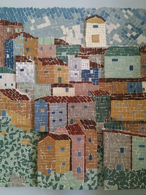 Handmade 3D mosaic new with ceramic stones 46x41cm