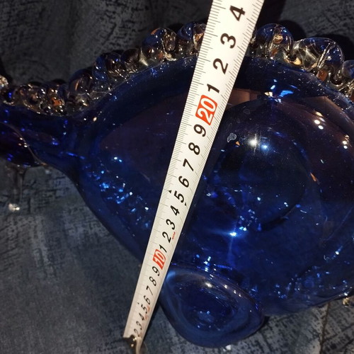 Bull blown glass used, blue decorative piece