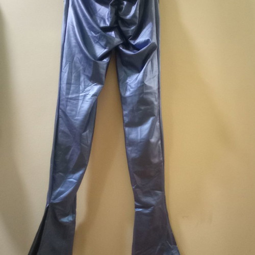 Metallic blue leggings pants new, size S