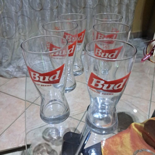Bud beer glasses new, set of 4 glass 0.25L