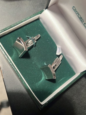 Oxford Company cufflinks like new, hollow mirror shape, nickel