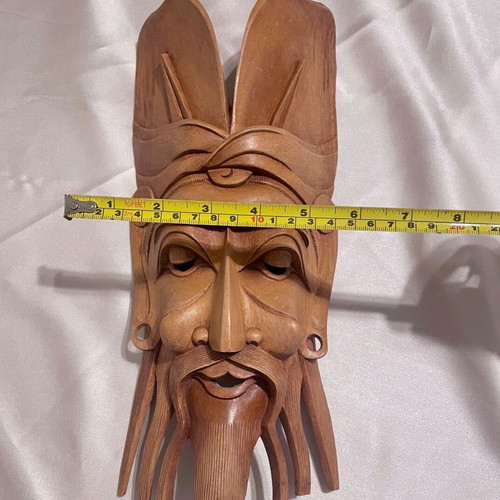 Vintage wooden handmade warrior mask from Far East like new