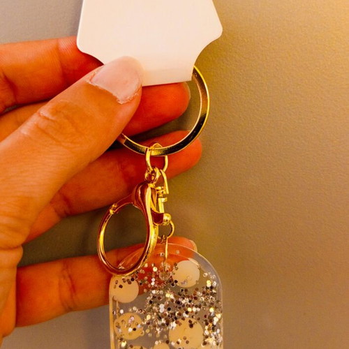 Handmade keychain new resin with pearls and silver detail