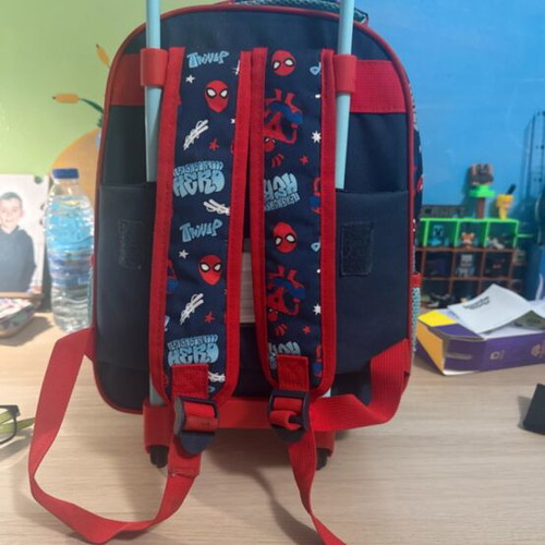 Spiderman preschool trolley school bag