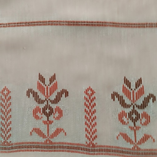 Handmade woven table runner with silver embroidery, 83x40 cm