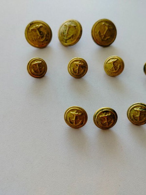 Navy buttons pack of 10, two sizes, with wear