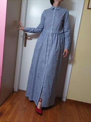 Maxi striped shirt dress Mango new, white and blue, Small