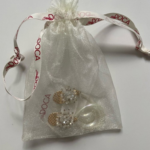Doca women's formal earrings new, white and gold