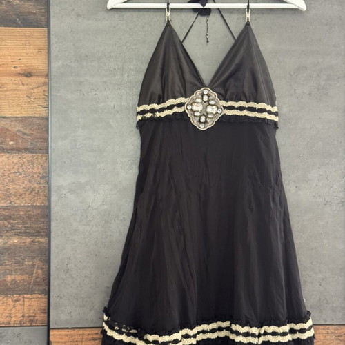 Lonely Black Cocktail Dress halter neck with Y2K vintage details like new