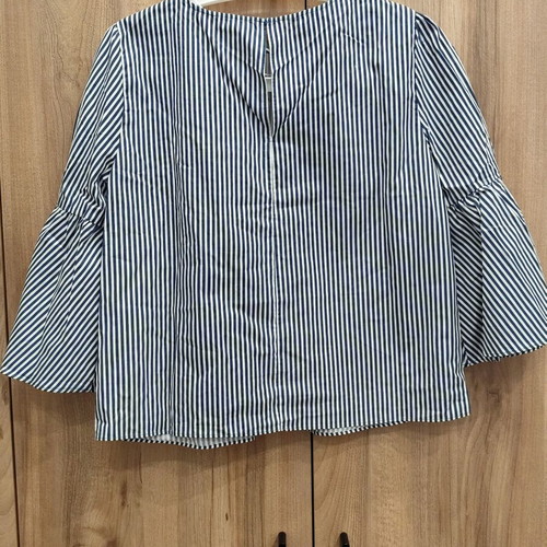 Zara striped blouse with pearls and bell sleeves size S like new