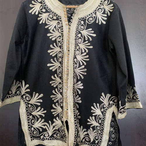 Authentic Moroccan tunic with rich golden embroidery