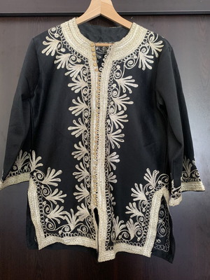 Authentic Moroccan tunic with rich golden embroidery