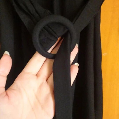 Stradivarius black shirt dress like new with belt, size M