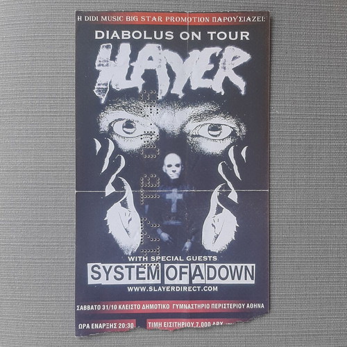 Slayer and System Of A Down Diabolus on Tour 1998 ticket used