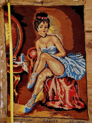 Collection d'Art Dancer embroidery tapestry 80x55, vintage