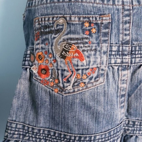 Дънкова пола Denim Kiss & Co с волани като нова
