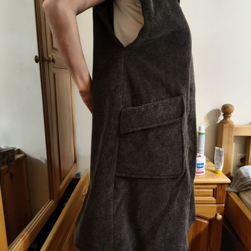 Sleeveless wool coat C&A used, brown, mohair blend