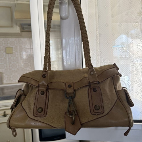 Fabric shoulder bag used, beige