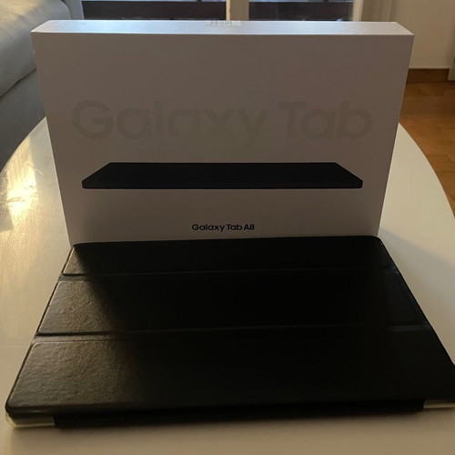 Samsung Galaxy Tab A8 10.5" tablet with case, charger and Edifier wired headphones