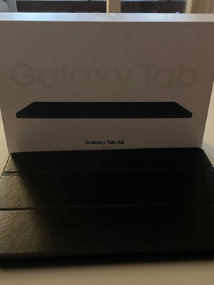 Samsung Galaxy Tab A8 10.5" tablet with case, charger and Edifier wired headphones
