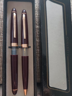 Marksman pen and ballpoint set with Schneider refill in original case