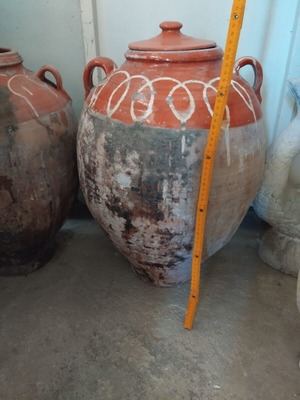 Two large clay jars, approx. 60 cm height