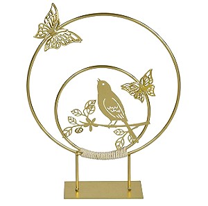 Μεταλλικό Διακοσμητικό Χρυσά Στεφάνια Πουλάκι 3D Πεταλούδες