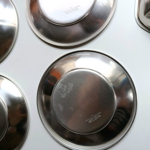 Affedakis vintage stainless steel plates and bowls set of 6 like new