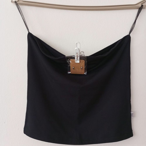 ISO Black Strapless Top like new with stainless steel earrings gift