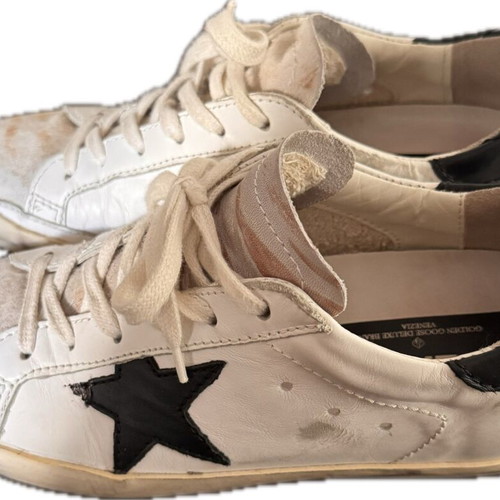 Golden Goose Superstar sneakers like new, black and white, pony skin detail