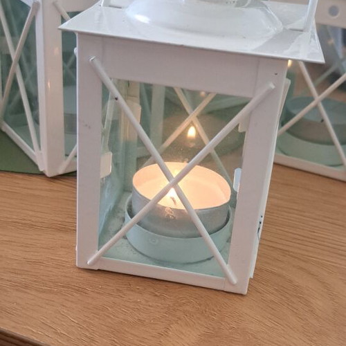 Vintage white lanterns for tealights, set of 24, like new
