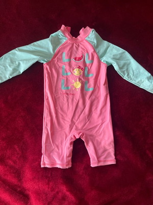 Smiley one-piece swimsuit for 2-year-old girl like new, sun protection