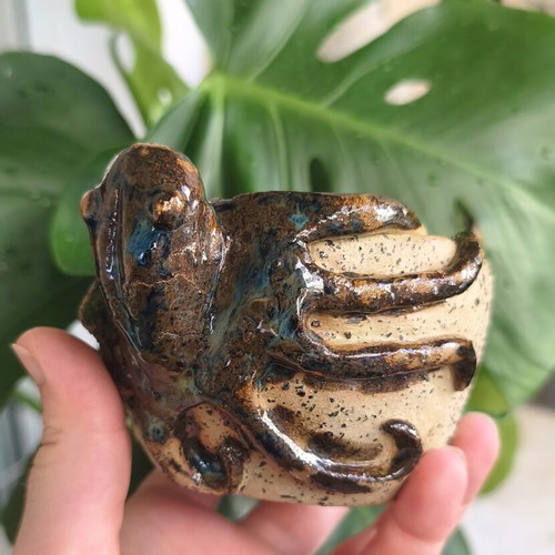 Handmade ceramic octopus cup with handle