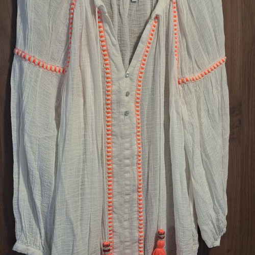 Zara kaftan with tassels like new, small, white and orange